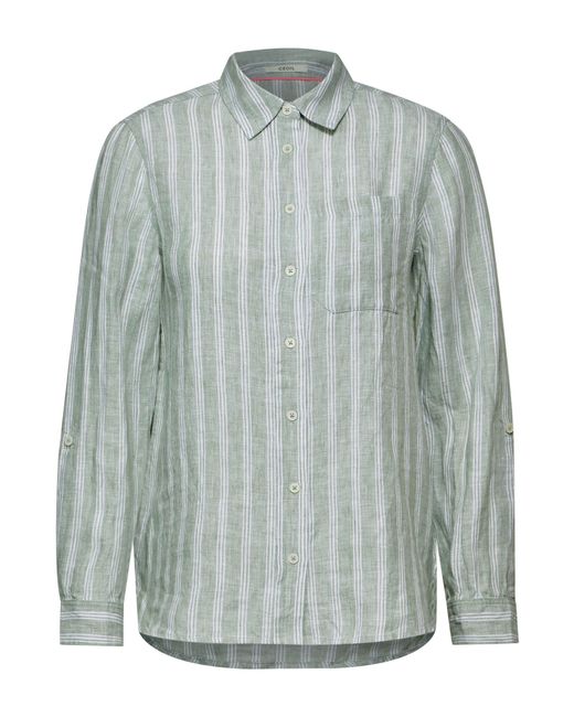 Cecil Gray Langarmbluse LINEN_ Stripe Shirt Blouse