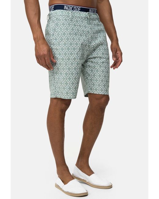 INDICODE Chinoshorts Apostolis mit geometrischen Muster in Blue für Herren