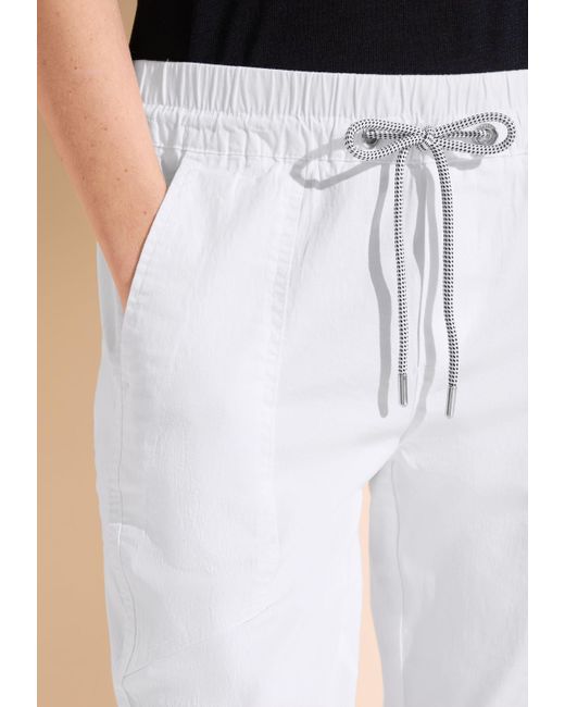 Street One White Jogger Pants mit Elastikbund und Bänderdetail