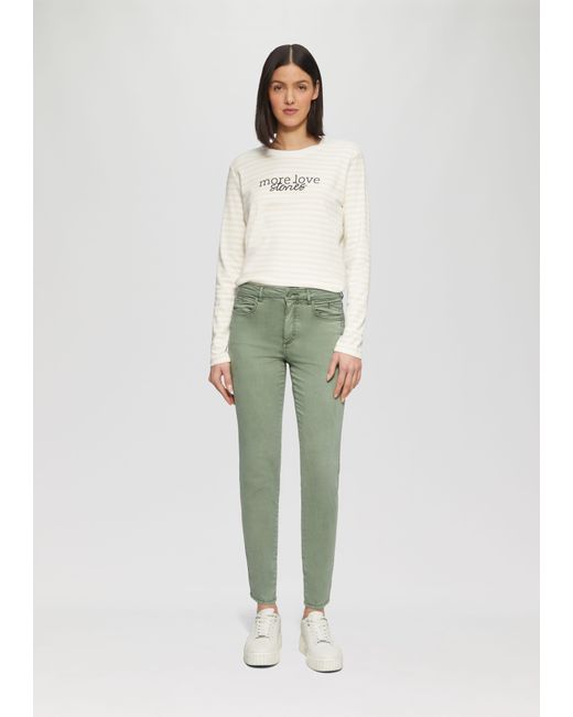 S.oliver Green Stoffhose Gewaschene Hose im Slim Fit aus Baumwollsatin Ziernaht