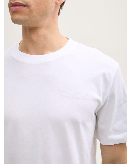 Tom Tailor Basic T-Shirt mit kleinem Logo-Print in White für Herren