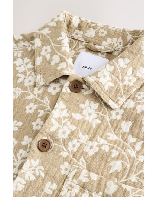 Next Hemdjacke aus 100 % Baumwolle im Blumenmuster (1-St) in Natural für Herren