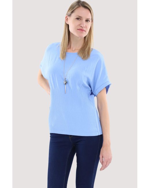 malito more than fashion Blue Schlupfbluse 1144 Bluse mit Halskette