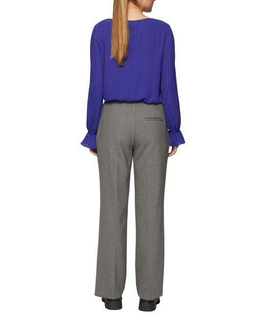 S.oliver Blue Langarmbluse Viskosebluse mit Plisseeärmeln