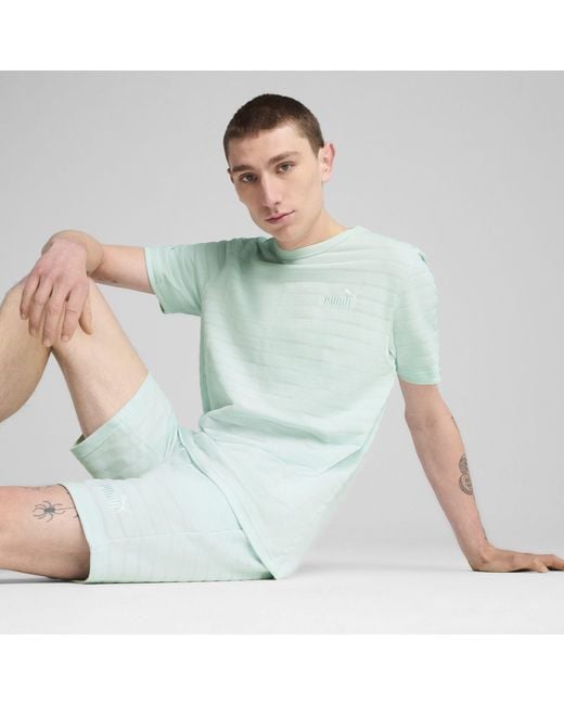 PUMA Essentials Elevated Strukturiertes T-Shirt in Blue für Herren