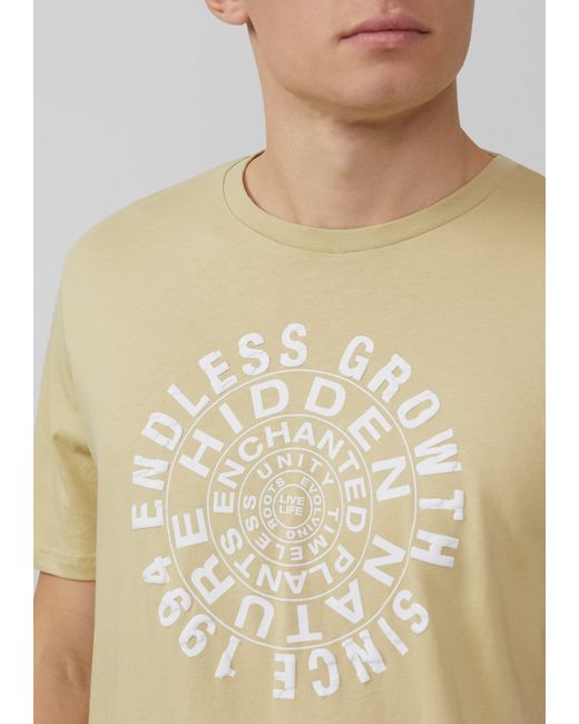 QS Kurzarmshirt T-Shirt mit Frontprint Artwork in Natural für Herren