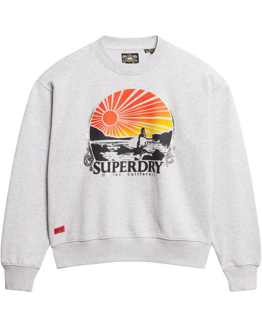 Superdry Gray Sweatshirt TRAVEL SOUVENIR LOOSE SWEAT