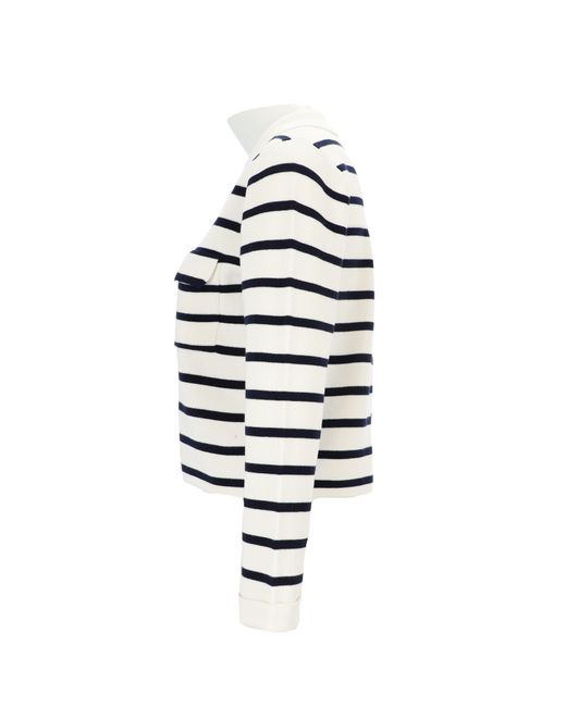 halsüberkopf Accessoires White Strickjacke Streifen mit Polokragen