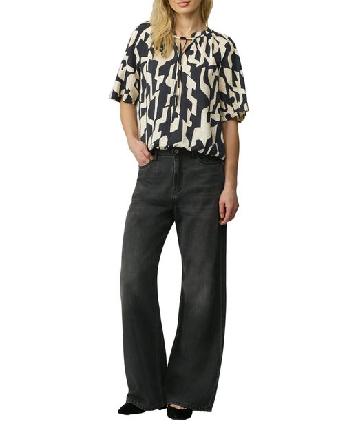 S.oliver Black Kurzarmbluse mit All-Over Print