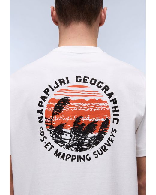 Napapijri Kurzarmshirt S-VIGNONI BACK SS Mit Rundhalsausschnitt in White für Herren