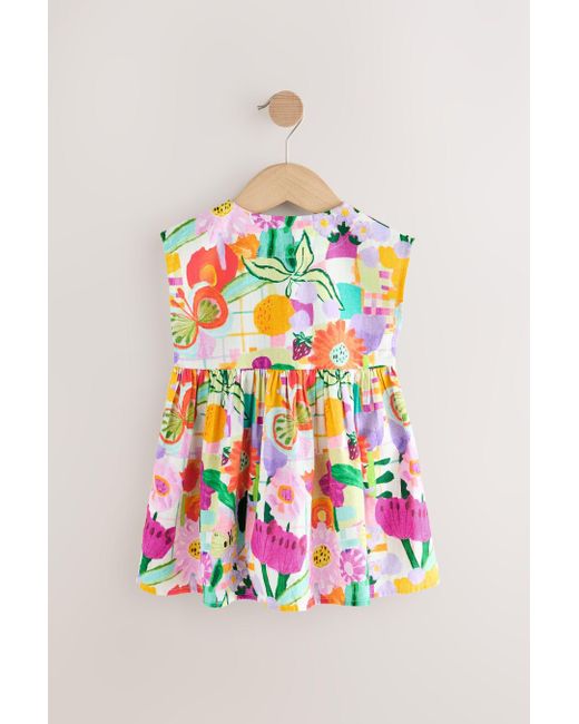 Next Multicolor Sommerkleid Geknöpftes Kleid aus 100 % Baumwolle (1-tlg)