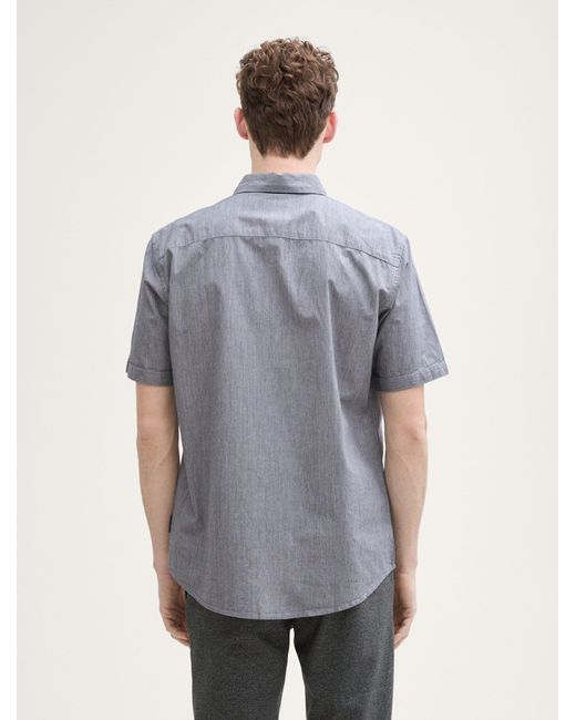 Tom Tailor Langarmhemd Regular Fit Kurzarmhemd mit Brusttasche in Gray für Herren