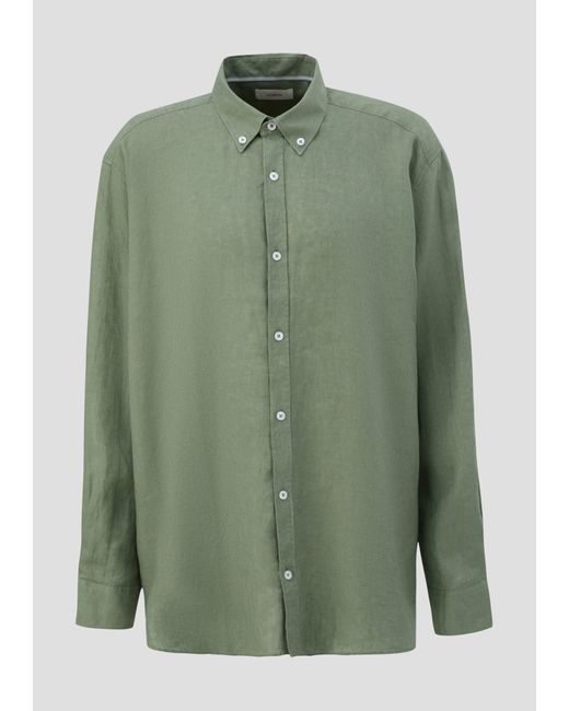 S.oliver Langarmhemd Leinenhemd mit Button-Down-Kragen in Green für Herren