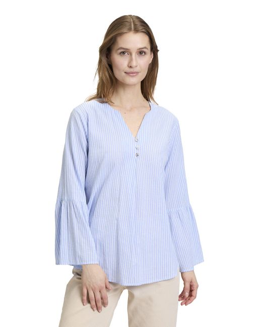 Cartoon Blue Schlupfbluse Casual-Bluse mit Streifen