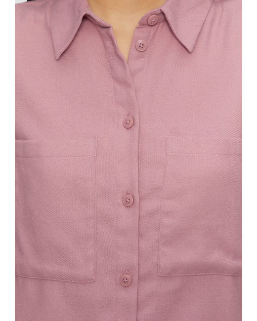 QS Pink Langarmbluse Hemdbluse aus Flanell mit aufgesetzten Taschen