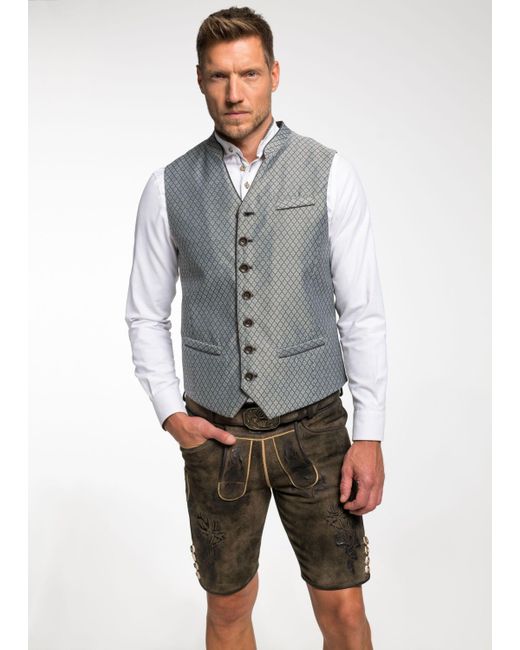 Spieth & Wensky Trachtenweste Ean Jacquard-Weste in Gray für Herren