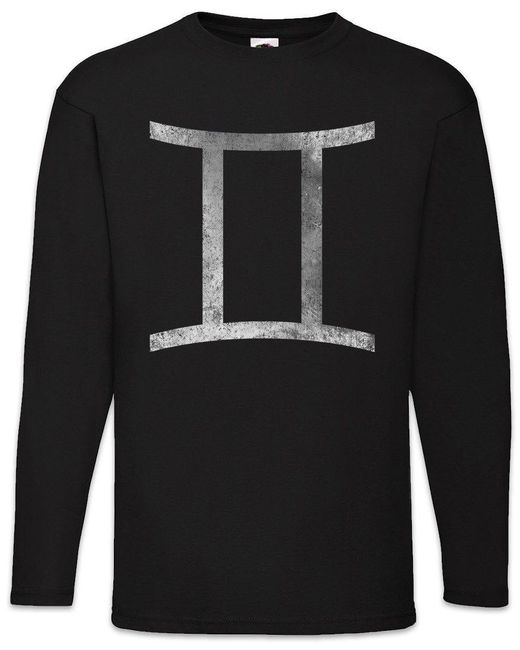 Urban Backwoods Langarmshirt Zodiac Sign Gemini Langarm T-Shirt Zwillinge Twins Horoskop Tierkreis in Black für Herren