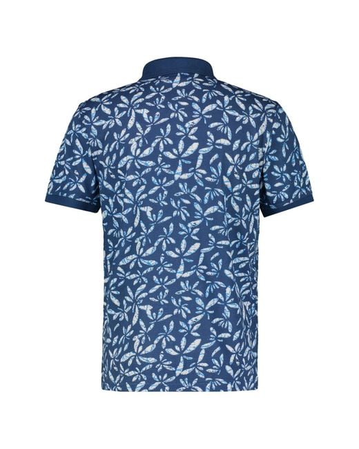 Lerros Poloshirt mit floralem Alloverprint in Blue für Herren