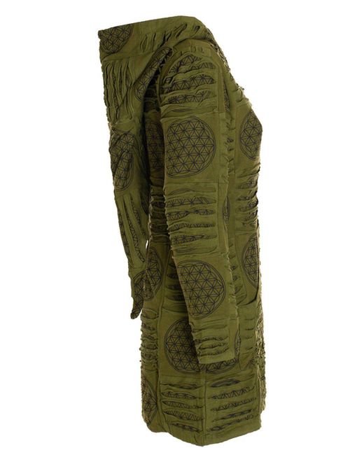 Vishes Green Kurzmantel lange warme Jacke Hippiemantel Zipfel Kapuzenmantel Ethno, Goa Style