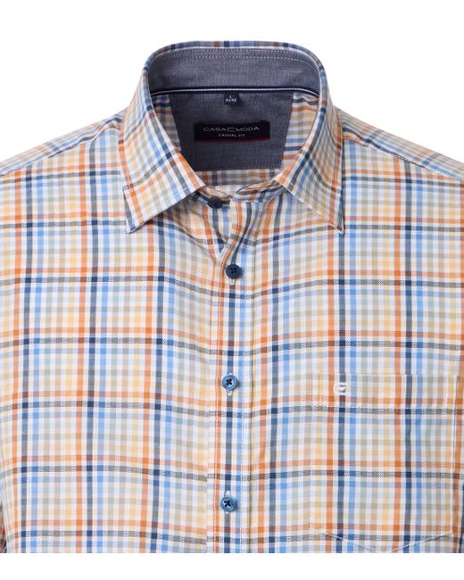 CASA MODA Kurzarmhemd Freizeithemd Kurzarm Print in Blue für Herren