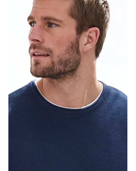 AUTHENTIC LE JOGGER Strickpullover mit Double-Layer Optik, Pullover aus reiner Baumwolle in Blue für Herren