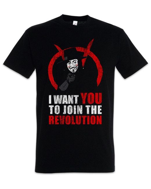 Urban Backwoods Print- Join The Revolution T-Shirt Schwarz Größe L in Black für Herren