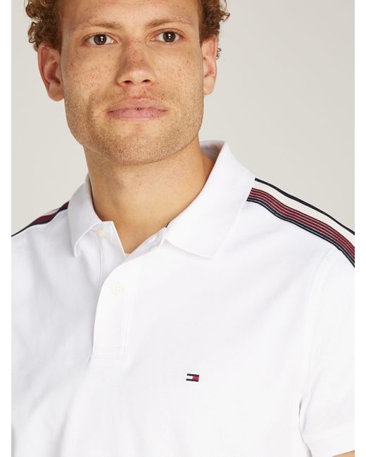 Tommy Hilfiger Hilfiger Poloshirt SHADOW GS REG POLO Streifen in Tommy Farbe auf der Schulter in White für Herren