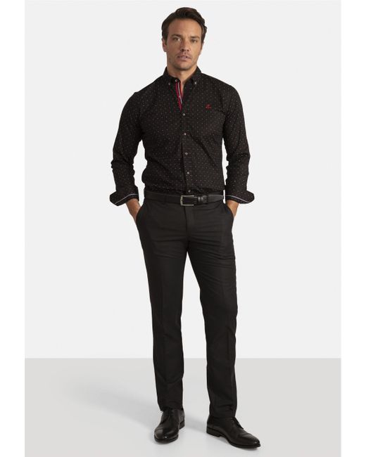 Sir Raymond Tailor Langarmhemd Risor in gepunktetem Design in Black für Herren