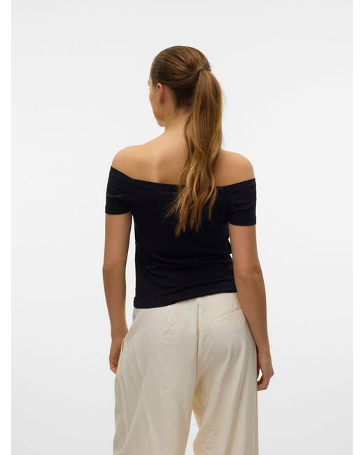 Vero Moda Black T-Shirt 2er-SET Schulterfreies Kurzarm Trendiger Look