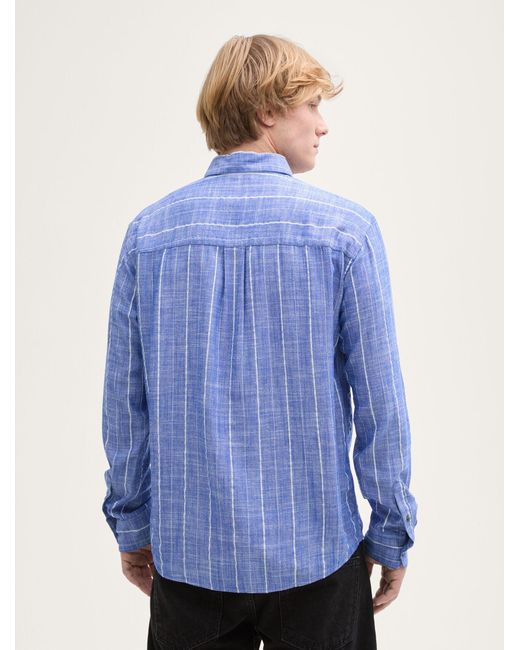 Tom Tailor Langarmhemd Relaxed Fit Hemd mit Leinenanteil in Blue für Herren