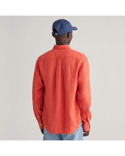 Gant Leinenhemd 3240120 Hemd Regular Untucked in Red für Herren