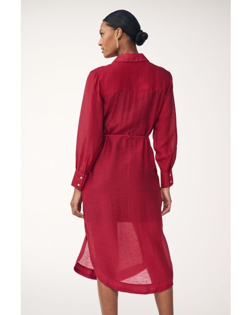 Next Red Blusenkleid Hemdkleid aus Lyocell-Leinen-Gemisch (1-tlg)
