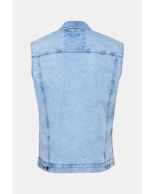 Men Plus Plus Steppweste Men+ Jeansweste Knopfleiste bis 8 XL in Blue für Herren
