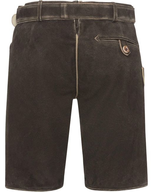 KRÜGER BUAM Trachtenlederhose Kurze Lederhose mit Gürtel in Gray für Herren
