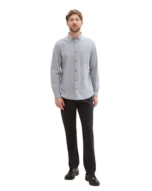 Tom Tailor Kurzarmshirt fitted structured shirt in Gray für Herren