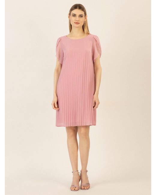 Apart Pink Midikleid aus einem leicht körnigem Georgette