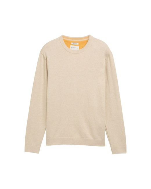 Tom Tailor Pullover Strickpullover R-Neck (1-tlg) in Natural für Herren