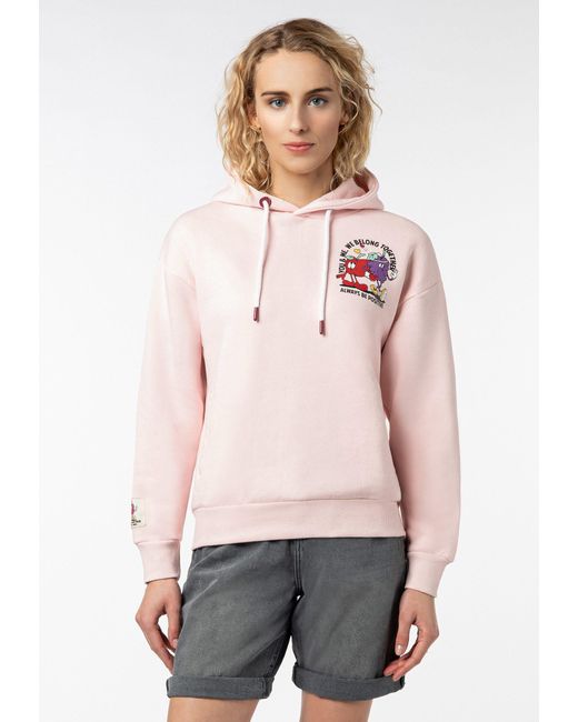 Sublevel Pink Kapuzenpullover mit Sommer-Backprint und Kapuze