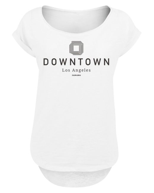 F4NT4STIC Long SIZE Cut Downtown DE Print Muster Lyst T-Shirt LA | PLUS in Weiß
