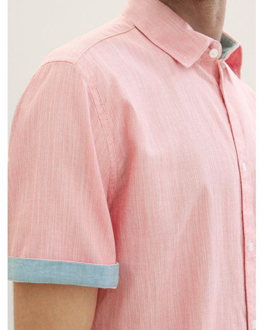 Tom Tailor Langarmhemd Chambray Kurzarmhemd in Pink für Herren