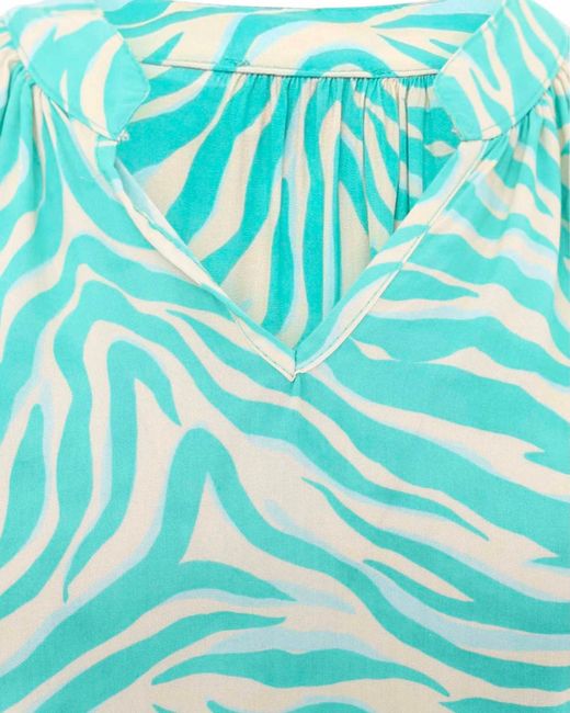 Zwillingsherz Blue Langarmbluse Bluse Zebra Muster allover Print