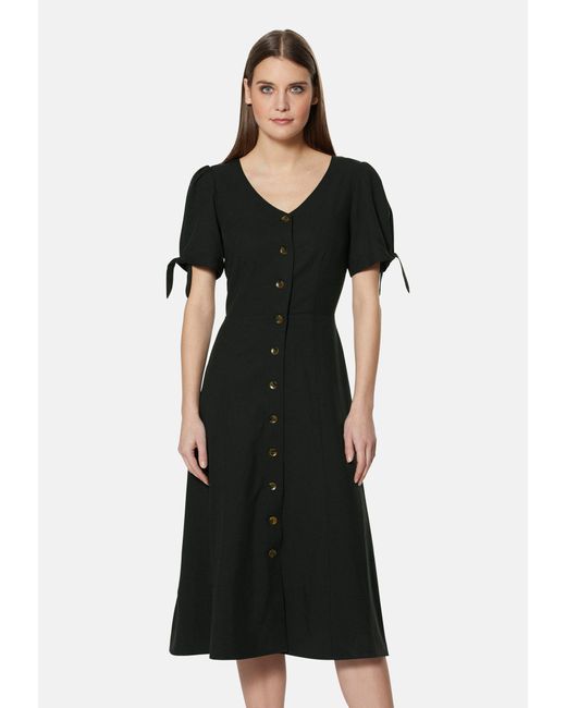 Madeleine Black Maxikleid Halbarm-Kleid mit kurzen Ärmeln