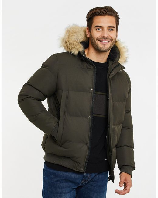 Threadbare Steppjacke THB Jacket Orwell (1-St) mit Kunstfellbesatz in Blue für Herren