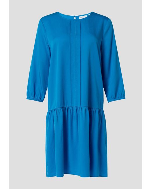 comma casual identity Blue Minikleid Kleid aus Lyocell mit -Detail Logo, Raffung