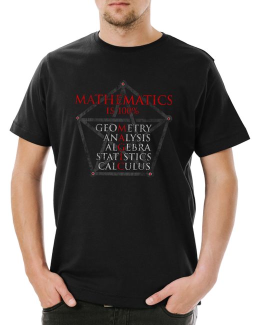 Urban Backwoods Print- Mathematic Magic T-Shirt Lehrer Teacher Professor Nerd Geek in Black für Herren