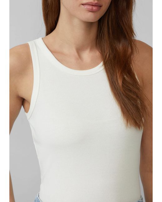 S.oliver White Shirttop Slim-Fit-Top mit Rippstruktur