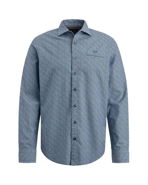 PME LEGEND Langarmhemd Hemd PRINT ON YD CHECK Langarm (1-tlg) in Blue für Herren