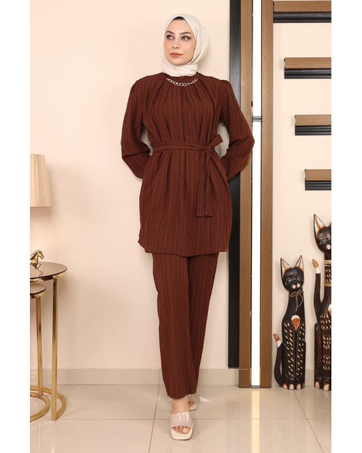 Moda Mihram Natural Tunikakleid Ketten Detail Anzug
