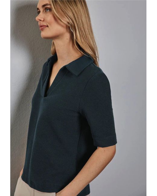 Street One Blue Poloshirt mit Struktur (1-tlg)
