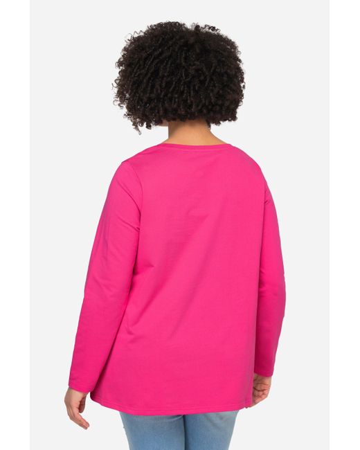 Angel of Style Pink Rundhalsshirt T-Shirt Gesichts-Motiv Rundhals Langarm